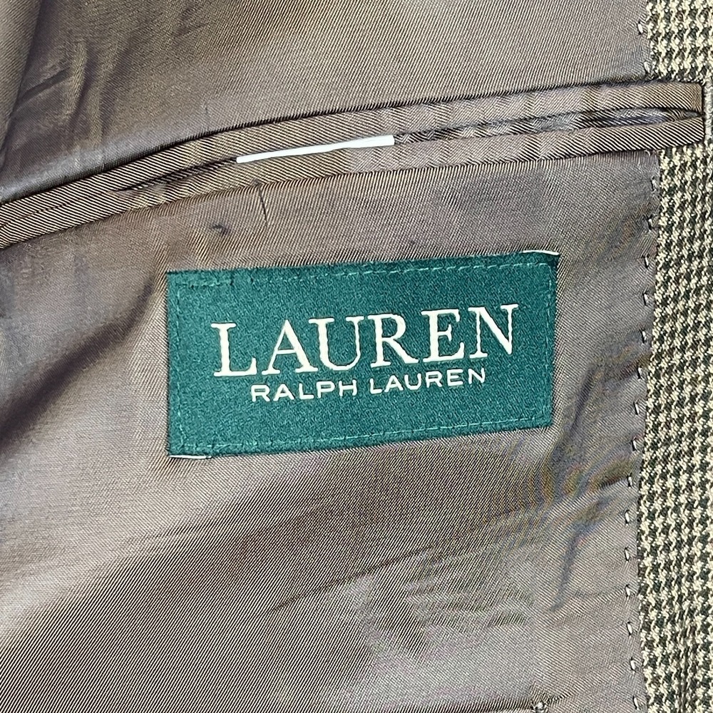 Ralph Lauren Blazer Mens‎ 42L Rayon Brown Houndstooth Summer Sport Coat 2-Button - Picture 4 of 10